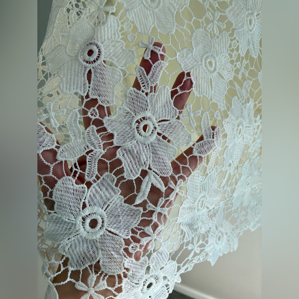 Ethereal Whimsigoth Fairycore Floral Crochet Layered Top Blouse Size Large - Picture 4 of 8